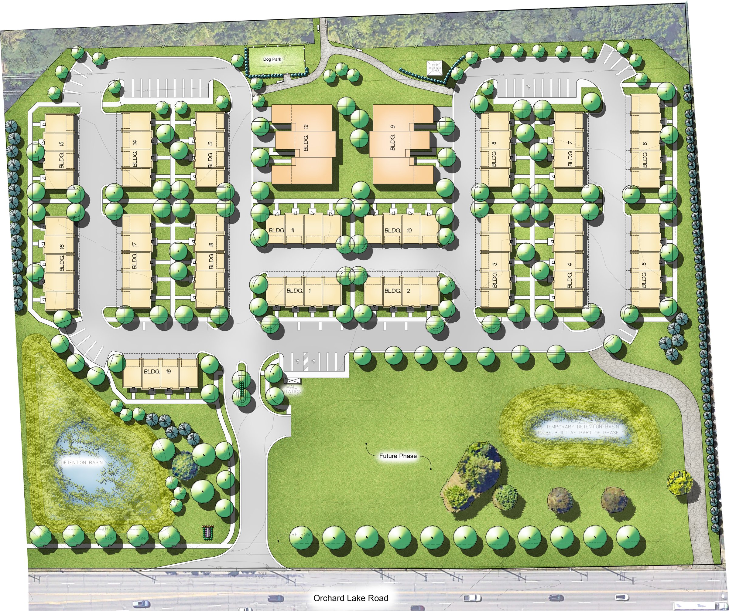 Colored site plan of Trailside