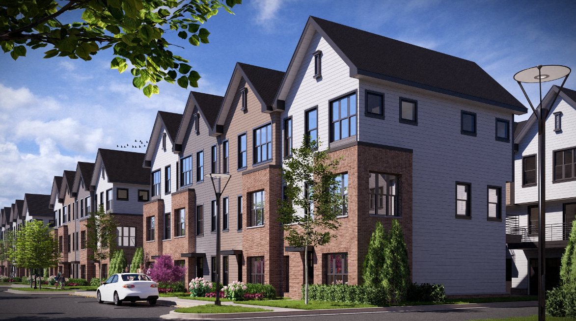 Exterior rendering of Trailside townhomes